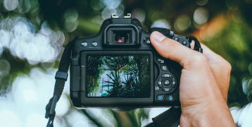 Camera capturing a natural landscape